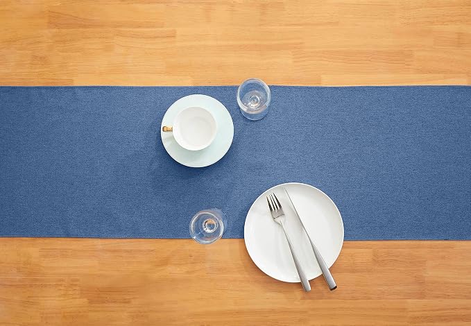 Vintage Blue Cotton Table Runner 13 x 72 in Long Farmhouse Style | Blue Table - Image 3