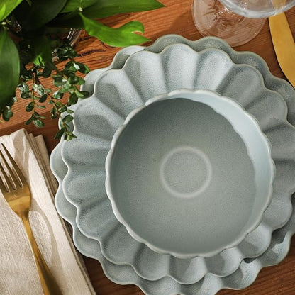 Gibson Elite Bistro Fleur Plates and Bowls Sets, 12-Piece Stoneware Dinnerware - Image 7