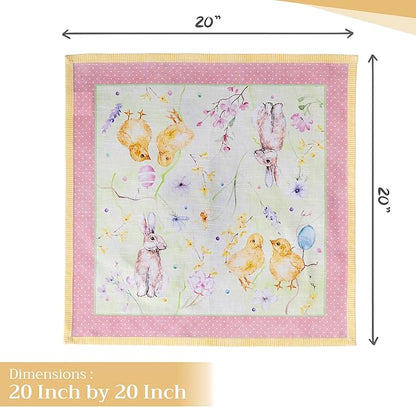 Maison d' Hermine Cloth Napkins Set of 4 100% Cotton Everyday Reusable Square Napkins Cloth Washable Dinner Party Wedding Restaurant Valentines Day Decorations Spring/Summer (Easter Zest, 20" x 20")