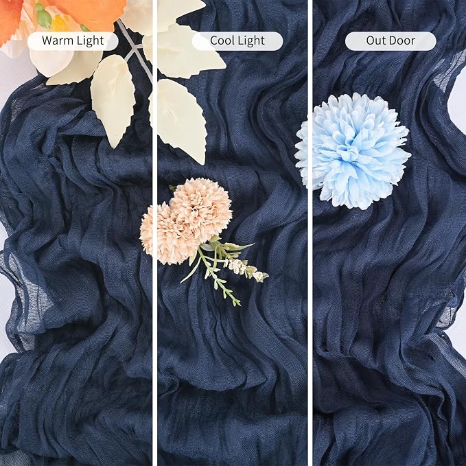 25 Pack Navy Blue Table Runners 17 x 108inch Cheesecloth Table Runner Boho - Image 6