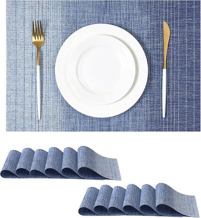 Leetaltree Gradient Blue Woven Placemats Set of 12 by Leetaltree-ArtatEveryTable