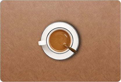 Set of 6 Faux Leather Placemats, PU Table Mats, Waterproof, Stain Resistant, Heat Resistant, Non-Slip Easy to Clean for Kitchen Dining Table,Conference Table