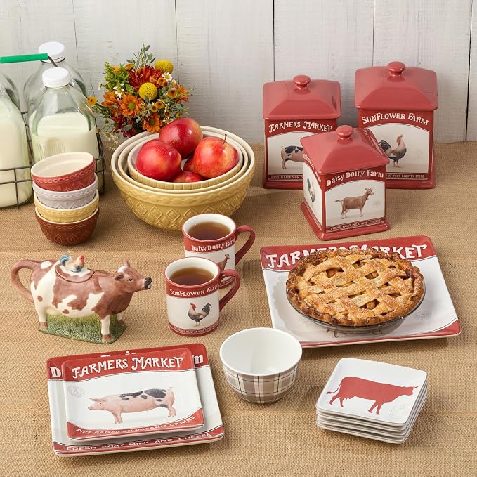 Vintage Farm Stoneware Prep Bowls, 10-Ounce Capacity, 2.25x4.5-Inch, Embossed - Image 5