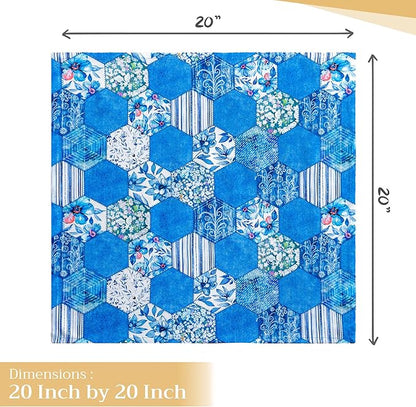 Maison d' Hermine Cloth Napkins Set of 4 100% Cotton Everyday Reusable Square Napkins Cloth Washable Dinner Party Wedding Restaurant Valentines Day Decorations Spring/Summer (Summer Blues, 20" x 20")