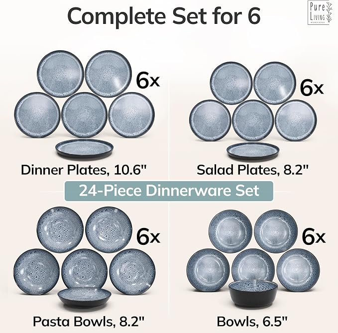 24 Piece Stoneware Dinnerware Set - Image 6