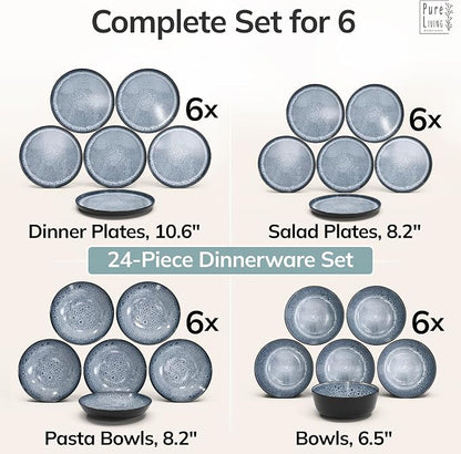 24 Piece Stoneware Dinnerware Set - Image 6
