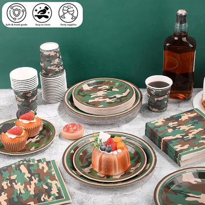 Kochorie 96 Pieces Camouflage Themed Party Supplies Disposable Camo Tableware - Image 5