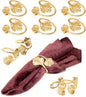 CLEENTABLE Ginkgo Leaf Napkin Rings Set of 10 - Holiday Napkin Rings Decorative Metal Napkin Holders for Wedding Party Holiday Banquet Christmas Dinner Delicate Serviette Buckles Decor (Gold)