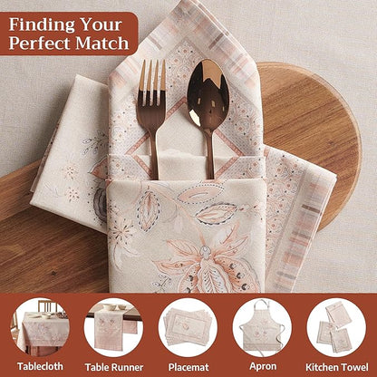 Maison d' Hermine Napkin 100% Combed Cotton Premium 20 Inch x 20 Inch Set of 4 Dinner Napkins, Decorative Washable Cloth Napkin for Dining, Buffet Parties & Camping - Society Florals