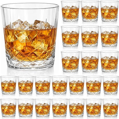 Yungyan 24 Pcs Plastic Clear Whiskey Glasses, 10 oz Unbreakable Reusable Old by Yungyan