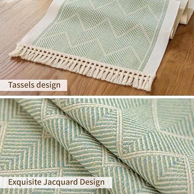 14x95 Geometric Table Runner Waterproof Boho Dresser Scarf Tassels | Hosting a - Image 3