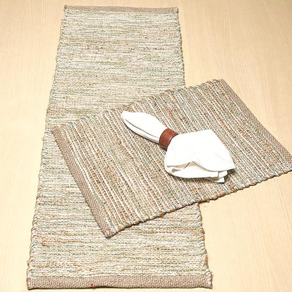 Natural Jute Table Runner, 13x36 Inch, Sage Green-White | Vintage Boho Rustic - Image 7