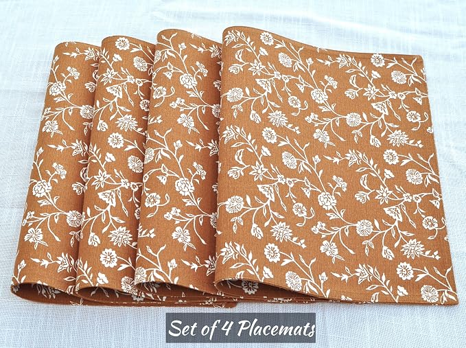 Floral Placemats for Dining Table Vintage Flowers Botanical Design Rustic - Image 3