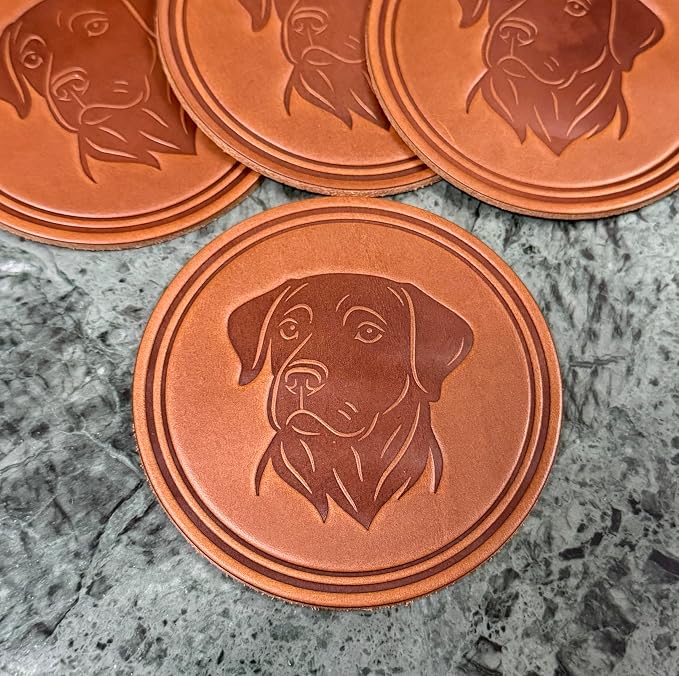 Dog Breed Leather Coasters – Premium Full Grain Table Protectors - Image 4