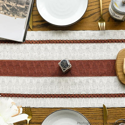 Artoid Mode Caramel Rustic Woven Table Runner 12x36 Inch | Holiday Farmhouse - Image 3