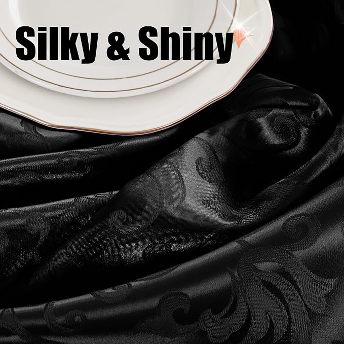 RUDONG M Black Satin Table Runners, 12 x 108 Inch, 2 Pack | Long Silky Damask - Image 5