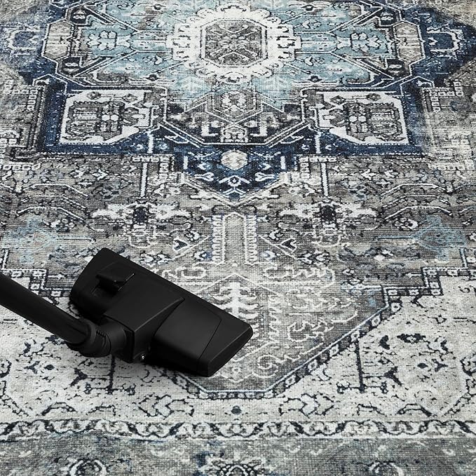 Keen Home Design 5x7 Rug - Machine Washable Area Rug with Non-Slip Backing, Ideal for Living Room, Dining Room, Bedroom - Vintage, Easy Clean, Durable, Low Pile - (5' x 7')