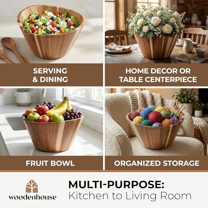Extra Large Wooden Salad Bowl - Image 2