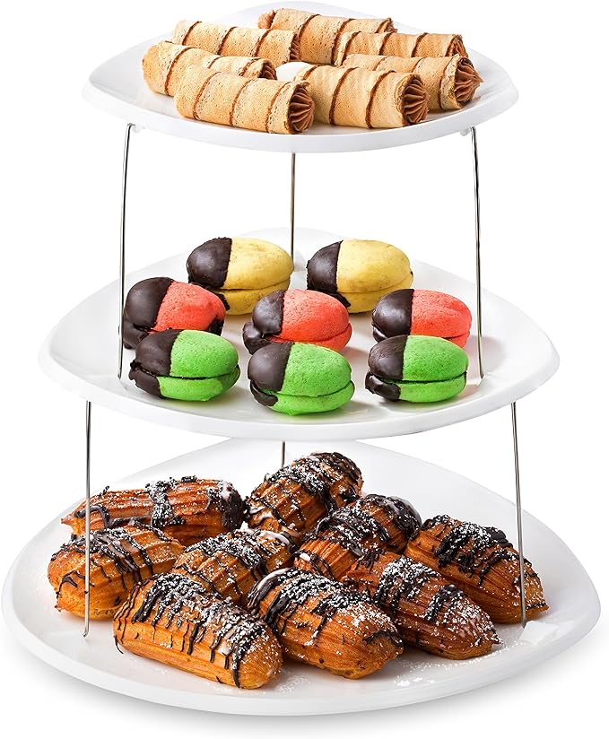 Masirs Collapsible 3-Tier Party Tray: Decorative Design Folds by Masirs