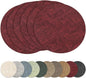 13"Round Placemats Set of 6, Reversible Faux Leather Heat Resistant Table Mats, 100% Waterproof Oilproof Wipeable Table Protective Placemats for Vinyl, Washable for Indoor & Outdoor Use (6, burgundy)
