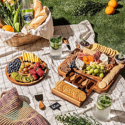 SMIRLY Charcuterie Boards Set - Large Acacia Cheese Board Set - House Warming Gifts New Home, Wedding Gift for Couple, Bridal Shower Gift, Birthday Gifts for Women