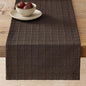 Artisanal Grid Linen Table Runner, 13x48 Inches Chocolate | Heavy Textured by ZEEMARTONLINE