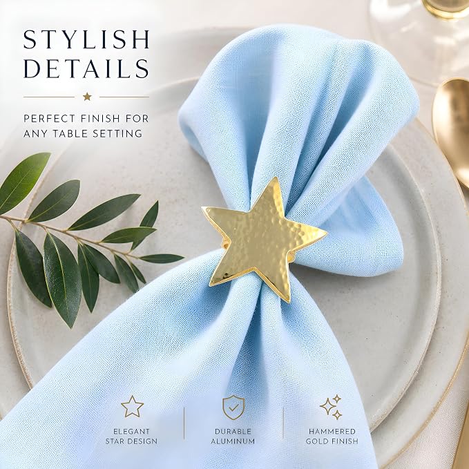 Star Napkin Holders, Durable Aluminum Napkin Rings Set of 8 - Image 8