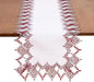 White Dark Red Linen Lace Table Runner 60 inches Dresser Scarf | White Sheer by Raedan