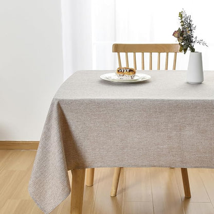 JIUZHEN Square Table Cloth Faux Linen Farmhouse Tablecloth Wrinkle and Stain Resistant Decorative Fabric Table Cover for Kitchen, Dining Room, Parties and Camping, Stone, 70 x 70 Inch