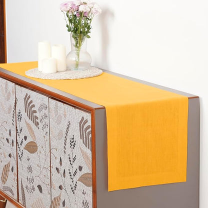 Classic Linen™ by D'Moksha Yellow Table Runner 60 Inches, 100% Pure Linen - Image 3