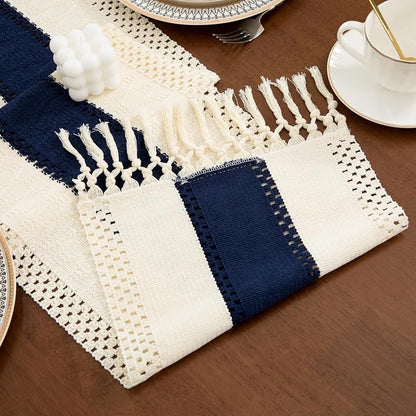Boho Blue Table Runner, 12x108 Inches | - Image 3