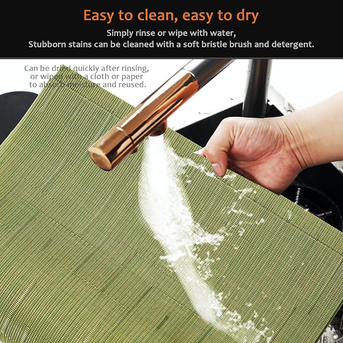 Green Vinyl Placemats Set of 8, Heat Resistant Table Placemats | 18x12 inch - Image 5