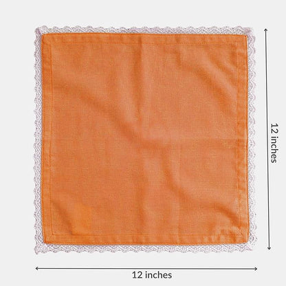 Fingercraft Dinner Cloth Napkin Cotton Linen Blend 12 Pack 12In Mitered Corners with Elegant Lace for Everyday Use Napkins Cloth are Pre Shrunk and Good Absorbency Rust