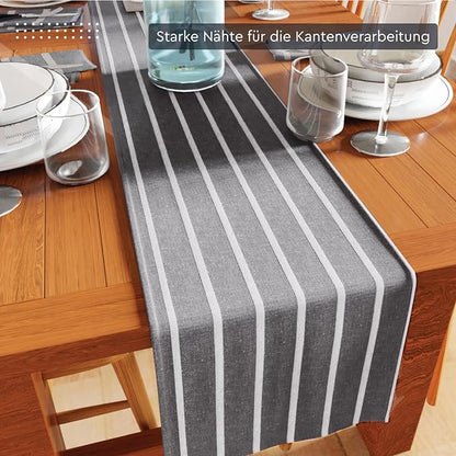 Encasa XO Table Runner, Woven Cotton Dining Runner 13"x118" Buffalo Beige - Image 3