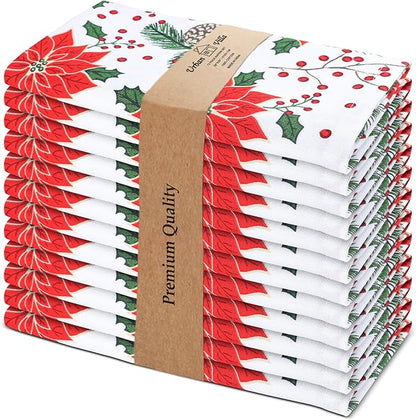 Urban Villa Cloth Napkins Set of 12(20x20)100% Cotton Dinner Napkins Cloth Washable Soft Durable Reusable Absorbent Napkins Ideal for Farmhouse Parties Hotel Lunch Restaurant Dinner Napkins-Pine Cone
