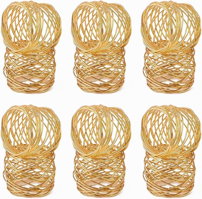 ALPHA Living HOME Gold Napkin Rings 12 Set of Premium 100% Metal, - Image 9