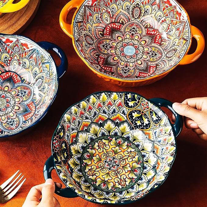 2 Pack Boho Ceramic Serving Bowls - Image 5