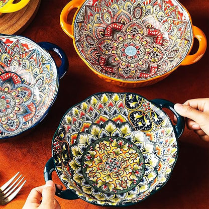 2 Pack Boho Ceramic Serving Bowls - Image 5
