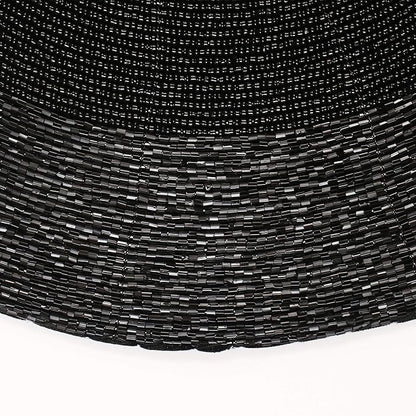 Lightnpro Round Black Beaded Placemats Set of 4 - Handcrafted Decorative Table Chargers - Elegant Farmhouse Table Mats for Dining, Holiday Dinner, Parties, Wedding & Home Décor - 13 Inch Black