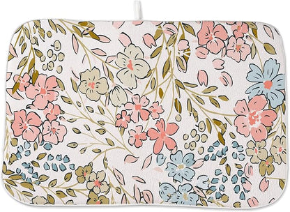 Spring Pink Floral Dish Drying Mat by Unknown