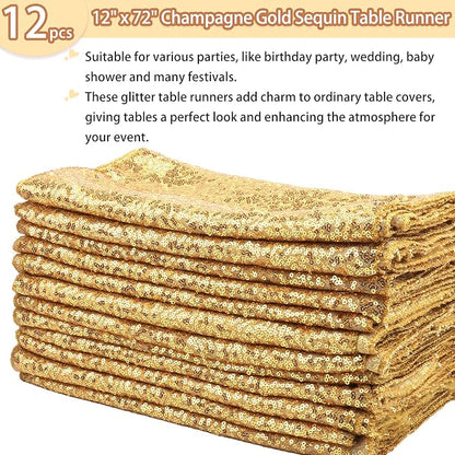 12 Packs 12 X 72 Inch Sequin Table Runner Glitter Dining Table Runner - Image 2