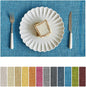 Softalker Faux Linen Placemats Set of 8-12 x 18 Inch, Heat Resistant Double Layered Durable Burlap Farmhouse Place Mats, Non-Slip Washable Rustic Table Mats for Dining, Kitchen, Party（Sky Blue