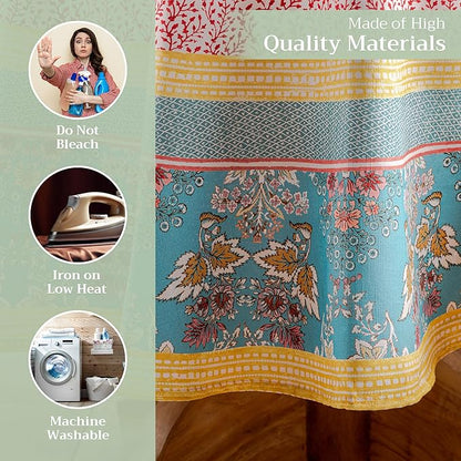 Maison d' Hermine Table Cloth Round Table 100% Cotton 63 Round Inches Tablecloth Reusable Decorative for Dining Room Farmhouse Home Valentines Day Decorations Spring Summer - Marquise
