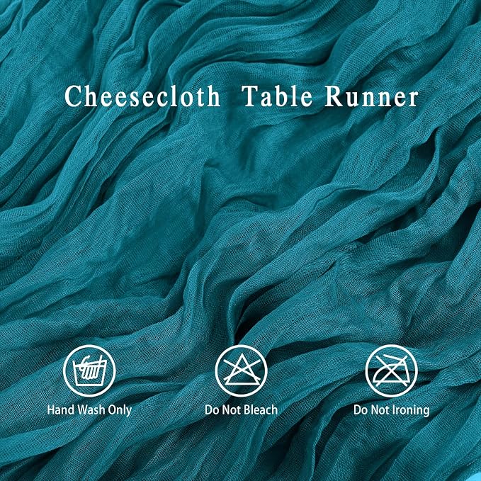 8 Pack Teal Cheesecloth Table Runner 17x108 inch | Boho Gauze Cheese Cloth - Image 3