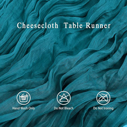 8 Pack Teal Cheesecloth Table Runner 17x108 inch | Boho Gauze Cheese Cloth - Image 3