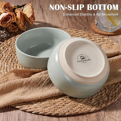 E-far Cereal Bowls Set of 4, 27oz Ceramic Deep Soup Bowls - Image 3