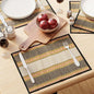 Encasa XO Woven Black Placemats Set of 4 – 12" x 17" | Handwoven Madurkathi Grass Table mats for Dining Table, Kitchen & Outdoor Decor | Durable & Heat‑Resistant