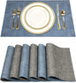 SUEH DESIGN Leather Placemats Set of 6 Reversible Table Mats Heat Resistant Waterproof No-Slip Place Mats for Dining Table Kitchen Parties