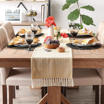DII Woven Basic Tabletop Collection, Chevron Table Runner, Honey Gold - Image 4