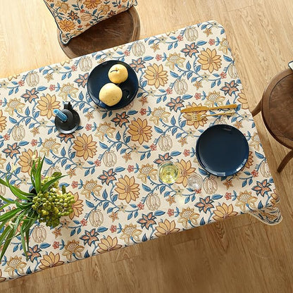 ISAENNE Designer Bohemian Floral Small Rectangle Tablecloth,Linen Colorful Table Cloth,Wrinkle Resistant Decor Tablecloths for Dining Thanksgiving Kitchen Party Christmas,55"*71"-Estevan B